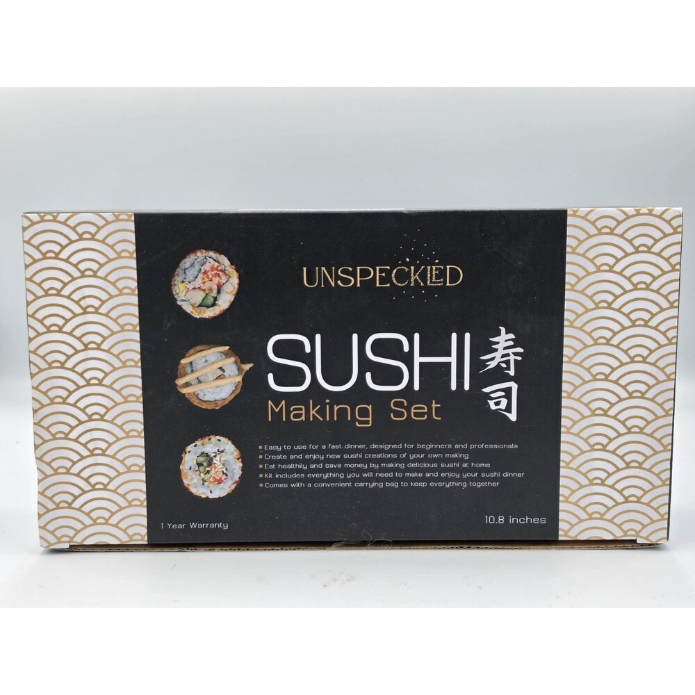 Unspeckled Bamboo Sushi Making Kit with Knife, Mats, Bazooka & Chopsticks